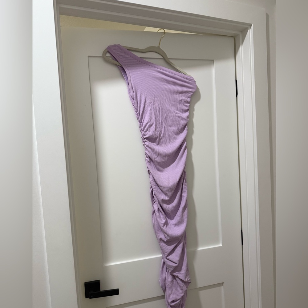 ASOS One-Shoulder Ruched Lavender Dress